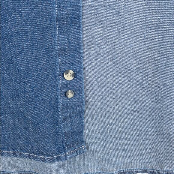 Men’s XL Denim Shirt Relaxed Fit Long Sleeve Button Down Workwear Dark Wash NWT - Picture 8 of 12